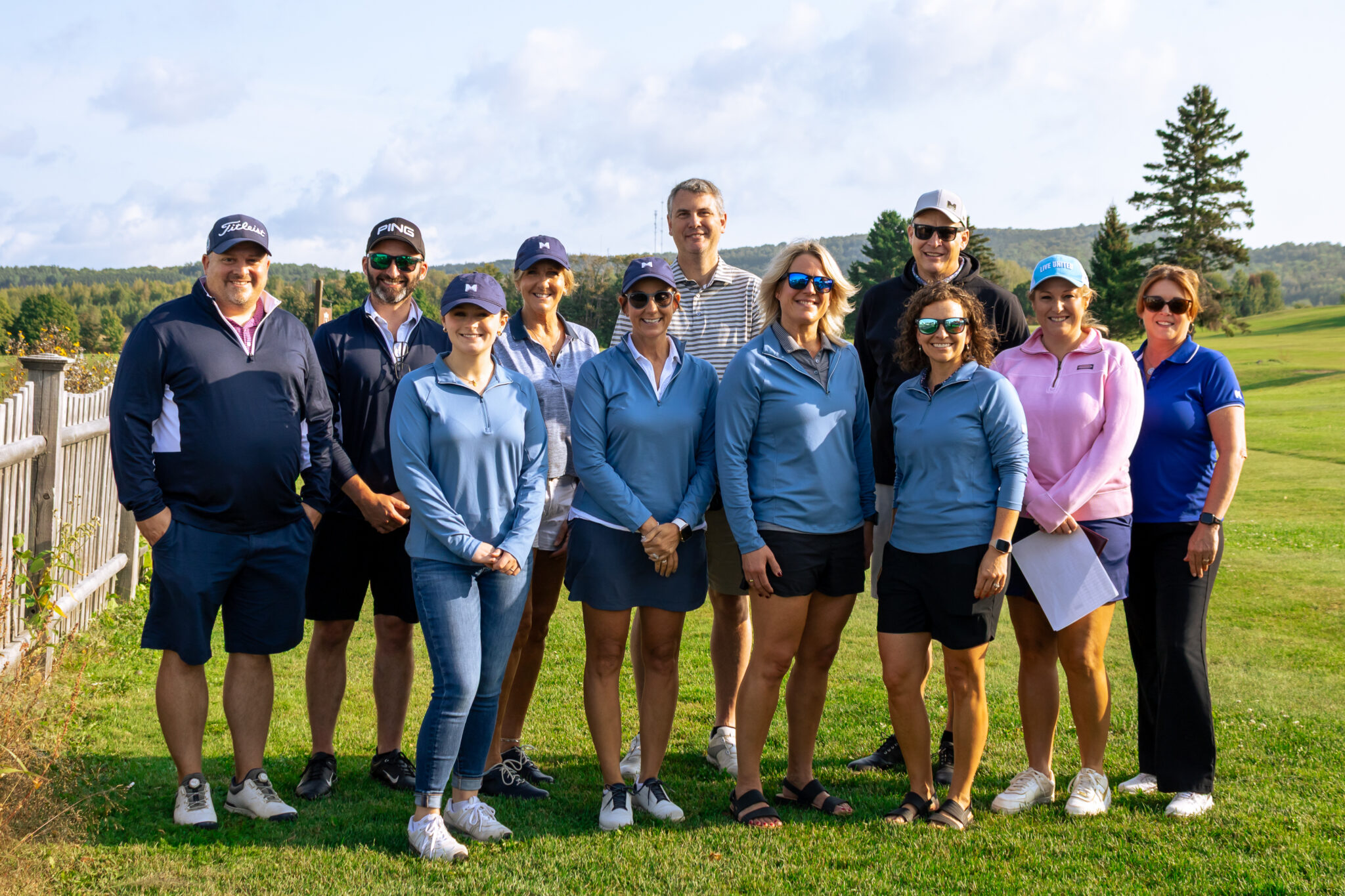 MMG Charity Golf Committee Photo. Back row L-R: Spencer King, Jonathan Thompson, Dianne Collins, AJ Cloukey, Matt McHatten, Sarah Duncan, and Deanna Harris. Front row L-R: Darby Clark, Tina Miller, Terri Chandler, and Jamie Chandler. Members of the Charity Golf Committee not pictured: Andrea Hallett, Mariah Patterson, and Katelyn White.